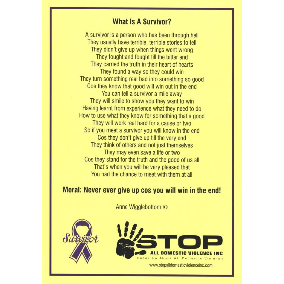 What Is A Survivor Poem Stop All